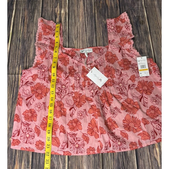 Jessica Simpson Womens Flowers 2 Piece Sleeveless Top Pleated Skirt Set Sz L - Picture 5 of 14